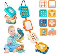 Planche d'activités Montessori pour enfants de 1 an, 2, 3 ans, cadeau d'anniversaire 8 en 1, jouet pour tout-petit, activités de voyage, cube occupé, My First Montessori Busy Board (bleu)