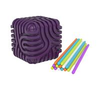 Planche d'activités sensorielles 3D pour Enfants et Adultes, Fidget Cube en Silicone, Jouet Anti-Stress Portable 3.19 Pouces, pour Bureau, école et Regarder la télévision, Bleu Foncé- Violet