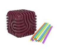 Planche d'activités sensorielles 3D pour Enfants et Adultes, Fidget Cube en Silicone, Jouet Anti-Stress Portable 3.19 Pouces, pour Bureau, école et Regarder la télévision, Bleu Foncé- Rouge Foncé