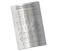 Planche d'apprentissage en braille avec points en relief et chiffres - Aide éducative pour enfants et adultes aveugles - 12 x 18,4 cm - Outil pédagogique en braille en aluminium