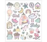 planche d'autocollants bébé fille 16,5 x 15 cm 30 pièces