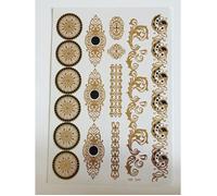 Planche de 10 Tatouages éphémères métallique waterproof. Tattoo arabesque