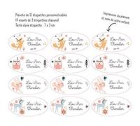 Planche De 12 Etiquettes Adhésives Pour Cahier INDIAN GIRLY A Personnaliser - Taille D'Une Etiquette : 7 cm x 3 cm - Autocollant