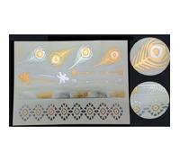 Planche de 12Tatouages éphémères métallique waterproof. Tatoo plumes or argent