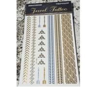 Planche de 15 Tatouages éphémères métallique waterproof. Tatoo temporaire or