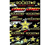 Planche de 23 Autocollants Stickers ROCKSTAR ENERGY DRINK ONE INDUSTRIES planche de 45cm X 30CM