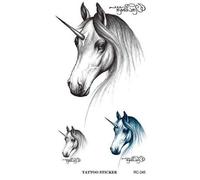 Planche de 3 Tatouages éphémères licorne noir bleu waterproof. Tatoo temporaire