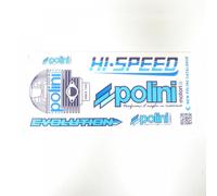 Planche De 6 Autocollant Stickers Polini Bleu Pour Moto Scooter 011.8055 Neuf