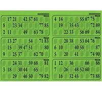 Planche de 6 grilles de Loto 29x20cm, Carton Epais - Plaque 90 numeros - Coloris Vert Menthe - Set Materiel Jeu Bingo et Carte
