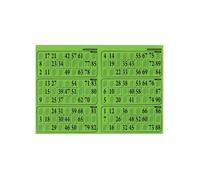 Planche de 6 grilles de loto 29x20cm, carton epais - Plaque 90 numeros - Coloris vert menthe - Set materiel jeu bingo et carte
