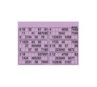 Planche de 6 grilles Loto 90 numeros, violet - Plaque carton Rigide 1.5 mm, Format standard - Set Accessoire soiree bingo et carte