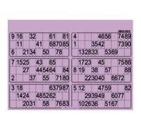 Planche de 6 grilles loto 90 numeros violet - plaque carton rigide 1.5 mm format standard - set accessoire soiree bingo et carte