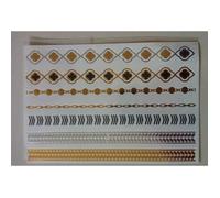 Planche de 7 Tatouages éphémères métallique waterproof. Tatoo temporaire or