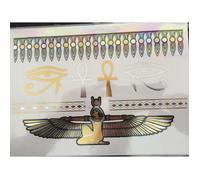 Planche de 8 Tatouages éphémères métallique waterproof. Tatoo Egypte isis oeil