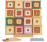 Planche de Blocage Crochet 38 x 38cm - Tableau Pliable en Bambou avec 676 Trous et 30 Épingles en Acier Inoxydable, Idéal pour Projets de Crochet et Tricot