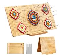 Planche de Blocage du Crochet Grande,58x29 cm Planche de Blocage Pliable en Bois avec 30 Broches et 1 Boîte de Rangement,Planche Carré du Crochet,800 Trous Planche de Blocage pour Granny Square