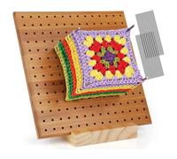 Planche de Blocage Granny Squares Bambou 20x20cm +20 Bâtons Acier, pour Crochet Projets Tricot Cuneary
