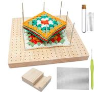 Planche De Blocage Pour Granny Square, 9.3 * 9.3'' Planche De Blocage Du Crochet, Planche Carré Du Crochet Avec 20 épingles 5 Grandes Aiguilles à Chas Et Support Tapis Pour Tricot Et Ccrochet
