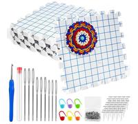 Planche de blocage pour tricot et crochet -Lot de 4 - 28 x 28 x 1,7 cm - Blanc - Avec grilles - 100 T-épingles