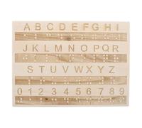 Planche de braille en bois pour enfants malvoyants pour apprendre le braille - Peut être lu à la main - Tableau de traçage de l'alphabet et des chiffres en braille - Aide pédagogique tactile pour