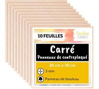 Planche de Contreplaqué - Creative Deco - Lot de 10 - 300x300x3mm - Artisanal - Mat
