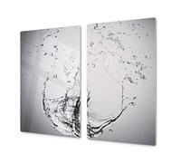 Planche de cuisine en VERRE trempé - Planche à découper en verre - Couvre-plaques de cuisson - UNE PIÈCE (60x52 cm) ou DEUX PIÈCES (30x52 cm chacune);D02 Série Eau: Gouttes D'Eau 1