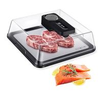 Planche de décongélation électrique avec couvercle visuel, plateau de décongélation rapide for viande congelée, plateau de décongélation de viande rechargeable, technologie de flux d'air(Black)