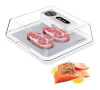 Planche de décongélation électrique avec couvercle visuel, plateau de décongélation rapide for viande congelée, plateau de décongélation de viande rechargeable, technologie de flux d'air(White)