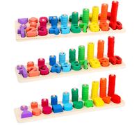 Planche De Jouets Mathematiques En Bois Montessori Comptant Des Jouets D'apprentissage Prescolaire Pour Enfants Cadeaux, Planche Logarithmique En Forme De Nombre 3 In1