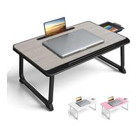 Planche de lit, Table de lit avec tiroir, pour Ordinateur, Lecture, Écriture, Repas et Regarder des Films sur Le Lit, Canapé ou au Sol, Bureau et Maison (Grey)