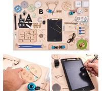 Mia Tableau D'activité Sensoriel Montessori Busy Board En Bois Naturel Transports 75 Cm