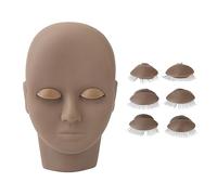Planche de maquillage pour le visage, greffage de cils, modèle de pratique en Silicone, Mannequin en caoutchouc, modèle d'entraînement du visage (Marron foncé)