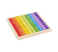 Planche de Multiplication Arc-en- - Plateau d'apprentissage coloré Double Face avec Bloc - Plateau d'apprentissage de Multiplication avec 100 Blocs en Bois pour Les Vacances, Les Anniversaires