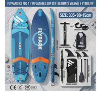 Planche de paddle gonflable FLYPARK 11FT extra large 35 pouces, stabilité ultime, ensemble complet ISUP, sac étanche 5L, planche de SUP de randonnée Blue and White Totem