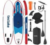Planche de paddle - TECTAKE - Planche de stand-up paddle en polychlorure de vinyle 288 x 77 x 22,5 cm - Rouge/Bleu