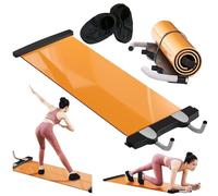 Planche De Pilates 2-in-1 Slide Mat avec équipement D’abdominaux & Couvre-Chaussures, Planche De Glissement pour L’entraînement, Surface Super Lisse, Planche De Glisse Balance pour T Orange 1.6m*0.5m