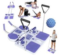 Planche de pilates 5 en 1 avec bandes de résistance pour entraînement du tronc et du corps complet, soutien abdominal portable et équipement d'exercice push-up pour homme et femme