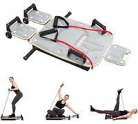 Planche De Pilates Reformer, Planche De Glisse pour Lentraînement À Domicile | Pilates + Force + Gainage + Mobilité + Cardio, Cadre en Bois Massif, Appui-tête Réglable, roulettes Silencieuses en