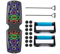 Planche de pompes 12 en 1 portable pliable pour cibler la poitrine, le dos, les épaules et les triceps - Comprend des poignées, des bandes de résistance et des autocollants antidérapants