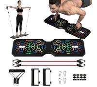 Planche de Pompes, Push Up Board, Pompes Multifonction avec Poignées, Antidérapants, Support de Pompes Pliable, Équipement Professionnel d'entraînement de Force avec Corde d'entraînement Élastique