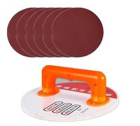 Planche de ponçage autocollante de 22,9 cm avec poignée, tampon de lissage rond pour mur et plafond, outil de ponceuse à disque antidérapant résistant à l'usure pour réparation à domicile (a)