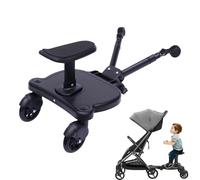 Planche de poussette pour toutes les poussettes, buggyboard avec siège, 50 kg, marchepied universel, 2 en 1, siège amovible, roues amortissantes rotatives à 360° pour 2 à 6 ans