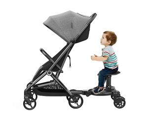 Planche de Poussette Universelle Marche Pied Poussette Pédale Confort Plateforme Skate pour 3-7Ans Enfants Jusqu'à 25KG avec Siege Amovible Noir