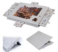 Planche de Puzzle avec 6 tiroirs et Couvercle, jusqu'à 1500 pièces, Planche de Puzzle en Feutre légère et Portable avec Support réglable, pour Adultes et Enfants Beige 1500 Pieces
