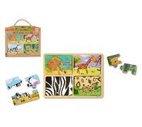 Planche de puzzle en bois pour le voyage Animaux 16pcs dans un sac en papier 31x27,5x1cm 2+