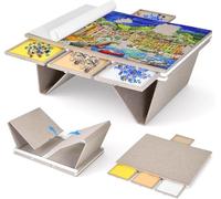 Planche de puzzle inclinable 3 en 1 de 1 500 pièces, 90 x 63 cm, table de puzzle avec 3 angles réglables, 4 tiroirs colorés et couverture en feutre, table de puzzle pliable portable en feutre pour