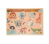 Planche de Puzzle pour bébé en Bois avec Motifs d'animaux de Zoo, Jouet d'apprentissage préscolaire pour Les Tout-Petits, Reconnaissance améliorée, Coordination œil-Main,