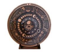 Planche de runes en bois gravé - Planche de roue de l'année | Calendrier décoratif païen avec signes astrologiques | Pièce de décoration spirituelle | Art mural rond céleste pour cafés, magasins