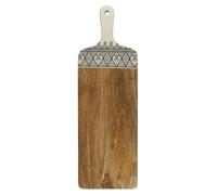 Planche de service en bois - 58 cm - Planche à découper en bois de manguier avec poignée et design bohème - Accessoire de cuisine élégant - Marron