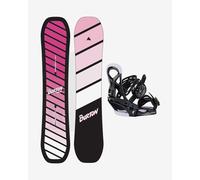 Planche de snowboard Burton Smalls Flat Top rose noir + fixations Smalls Re:Flex noir enfant - 134